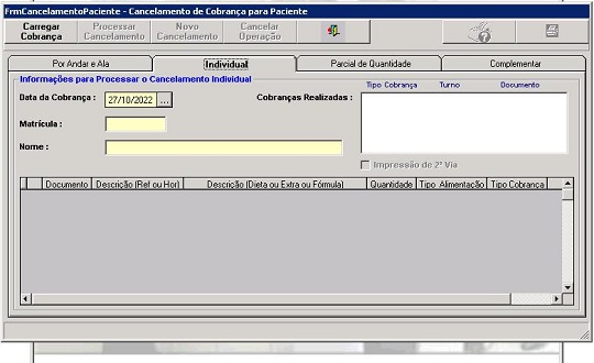 formulário do processo de cancelamento de cobrança individual para pacientes