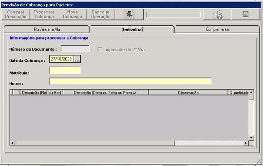 formulário do processo de cobrança individual para pacientes