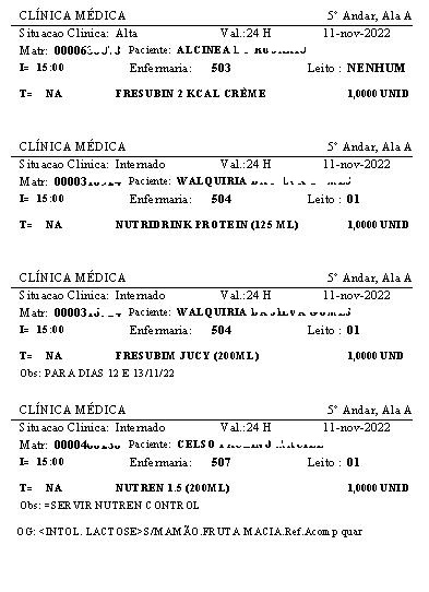 Etiquetas das fórmulas para pacientes na impressora Zebra